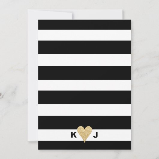 Black White Stripes en Gold Text Lingerie Shower Kaart (Achterkant)