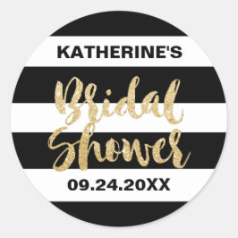 Black White Stripes en Gold Vrijgezellenfeest Favo Ronde Sticker