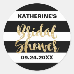 Black White Stripes en Gold Vrijgezellenfeest Favo Ronde Sticker