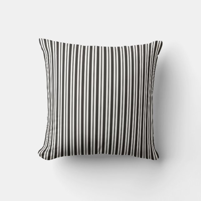 Black White Stripes Farmhouse Modern Pattern 03 Kussen (Voorkant)
