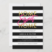 Black & White Stripes Faux Gold Housewarming Party Kaart (Voorkant)