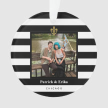 Black & White Stripes Fleur de Lis Photo