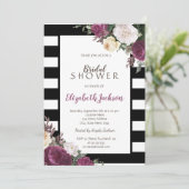 Black White Stripes Floral Vrijgezellenfeest Kaart (Staand voorkant)