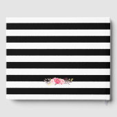 Black White Stripes Floral Wedding Gastboek Gastenboek (Achterkant)