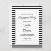 Black/White Stripes Framed Engagement Party Kaart (Voorkant)