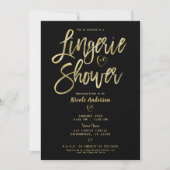 Black White Stripes Glam Gold Lingerie Shower Kaart (Voorkant)