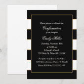 Black White Stripes Gold bevestiging uitnodiging (Voorkant / Achterkant)