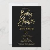 Black White Stripes Gold Chic-Baby shower Kaart (Voorkant)