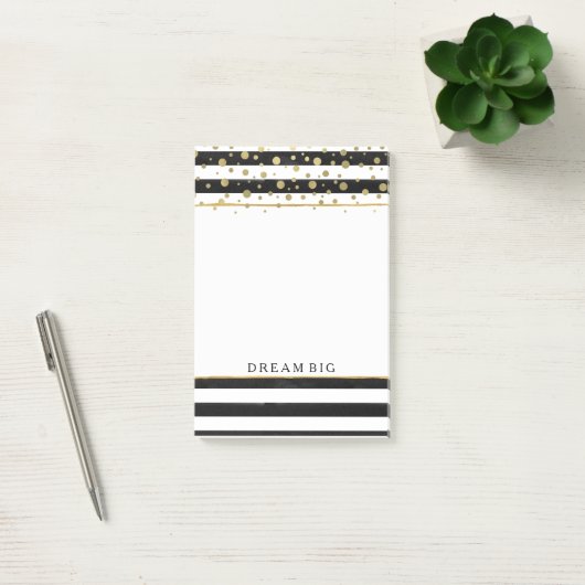 Black White Stripes Gold Confetti Post-it® Notes (Kantoor)