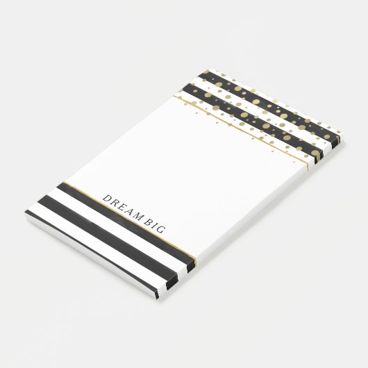 Black White Stripes Gold Confetti Post-it® Notes (Schuin)
