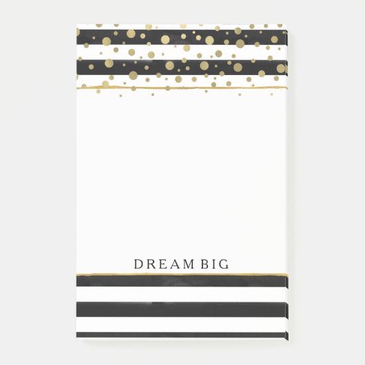 Black White Stripes Gold Confetti Post-it® Notes (Voorkant)