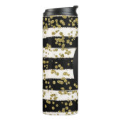 Black White Stripes Gold Confetti Thermosbeker (Gedraaid links)