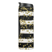 Black White Stripes Gold Confetti Thermosbeker (Geroteerd rechts)