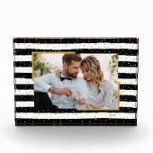 Black White Stripes Gold Stippen Aangepast fotoblo Fotoblokken (Voorkant)