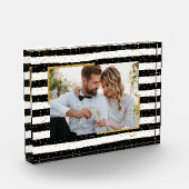 Black White Stripes Gold Stippen Aangepast fotoblo Fotoblokken (Links)