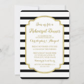 Black White Stripes Gouden repetitie Dinner Party Kaart (Achterkant)