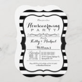 Black & White Stripes Housewarming Party Kaart (Voorkant / Achterkant)
