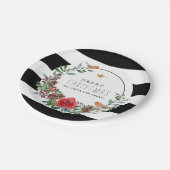 Black & White Stripes Kerstmis Robin Wreath Papieren Bordje (Gekanteld)