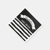Black & White Stripes Krijtbord Modern Sweet 16 Servet (Hoek)