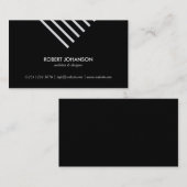 Black white stripes minimalist professional classy visitekaartje (Voorkant / Achterkant)