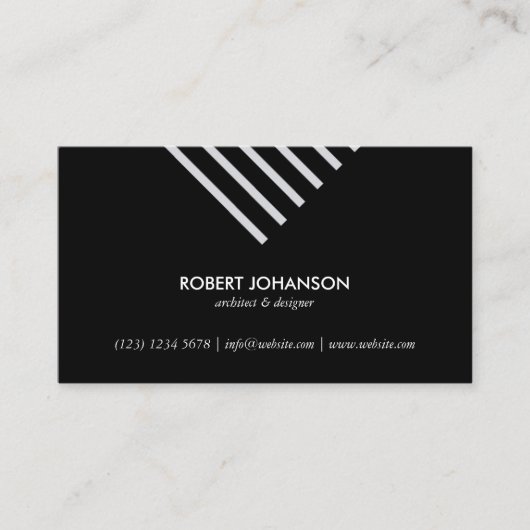 Black white stripes minimalist professional classy visitekaartje (Voorkant)