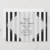 Black & White Stripes Moderne Gestreepte Uitnodigi Kaart (Voorkant)