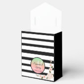 Black White Stripes Monogramm Floral Bedankdoosjes (Geopend)