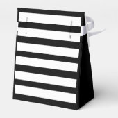 Black White Stripes Monogramm Floral Bedankdoosjes (Achterkant)
