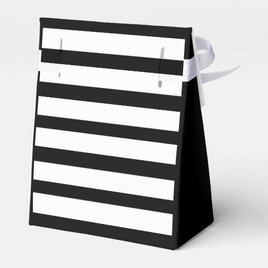 Black White Stripes Monogramm Floral Bedankdoosjes (Achterkant)