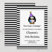 Black/White Stripes omhuld Funny Birthday Party Kaart (Voorkant / Achterkant)