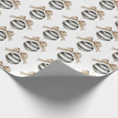 Black White Stripes Ornament Christmas Cadeaupapier (Hoek)