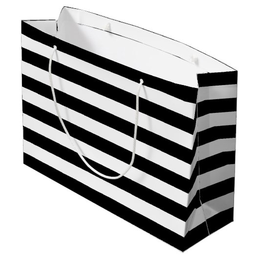 Black White Stripes Pattern {kies uw kleur} Groot Cadeauzakje (Achterkant Gekanteld)