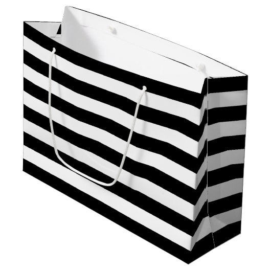 Black White Stripes Pattern {kies uw kleur} Groot Cadeauzakje (Voorkant Gekanteld)