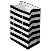 Black White Stripes Pattern {kies uw kleur} Medium Cadeauzakje (Voorkant Gekanteld)