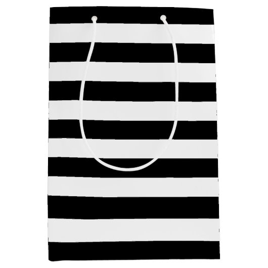 Black White Stripes Pattern {kies uw kleur} Medium Cadeauzakje (Voorkant)