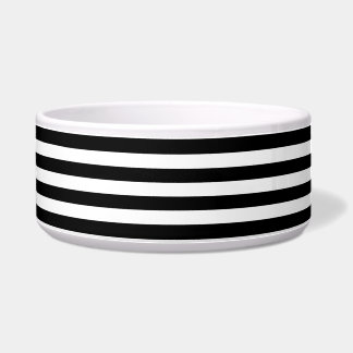 Black White Stripes Pattern {kies uw kleur} Voerbakje