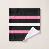 Black & White Stripes Pattern Pink Stripe Accent Bad Handdoek (Wasdoekje)