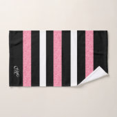 Black & White Stripes Pattern Pink Stripe Accent Bad Handdoek (Handdoek)