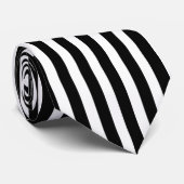Black White Stripes Pattern Straight Lines Zebra Stropdas (Opgerold)