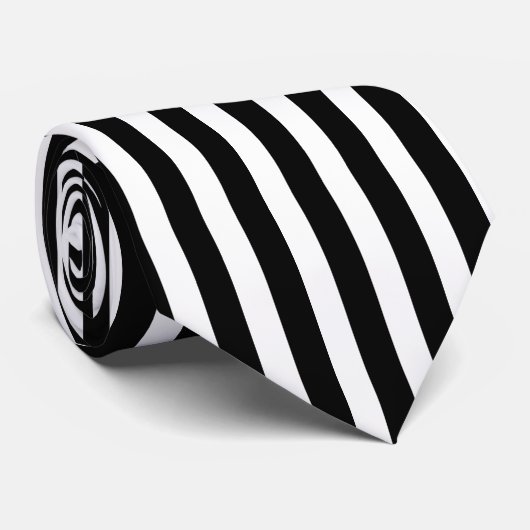 Black White Stripes Pattern Straight Lines Zebra Stropdas (Opgerold)