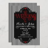 Black White Stripes Red gothic Bat Wedding Kaart (Voorkant / Achterkant)
