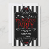 Black White Stripes Red gothic Engagement Party Kaart (Voorkant)