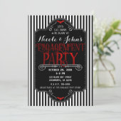 Black White Stripes Red gothic Engagement Party Kaart (Staand voorkant)