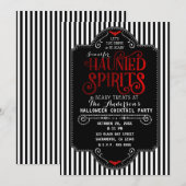 Black White Stripes Red Haunted Spirits Cocktail Kaart (Voorkant / Achterkant)