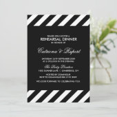 Black & White Stripes Rehearsal Dinner Invitation Kaart (Staand voorkant)