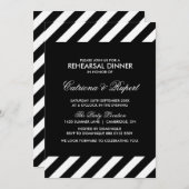 Black & White Stripes Rehearsal Dinner Invitation Kaart (Voorkant / Achterkant)