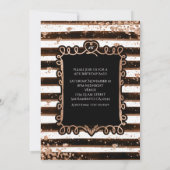 Black & White Stripes Roos Gold Flakes Invitation Kaart (Achterkant)