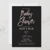 Black White Stripes Roos Gold Pink Baby shower Kaart (Voorkant)