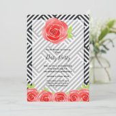 Black White Stripes Rozen Derby Horse Party Invite (Staand voorkant)