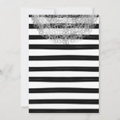 Black & White Stripes & Silver Circle Uitnodiginge Kaart (Achterkant)